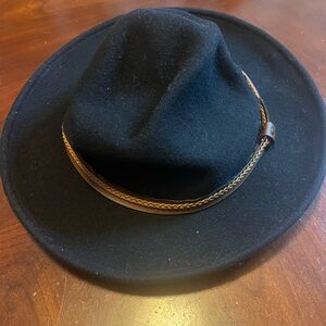 Black  Sima int size L Fedora Hat with Brown Band,,H4